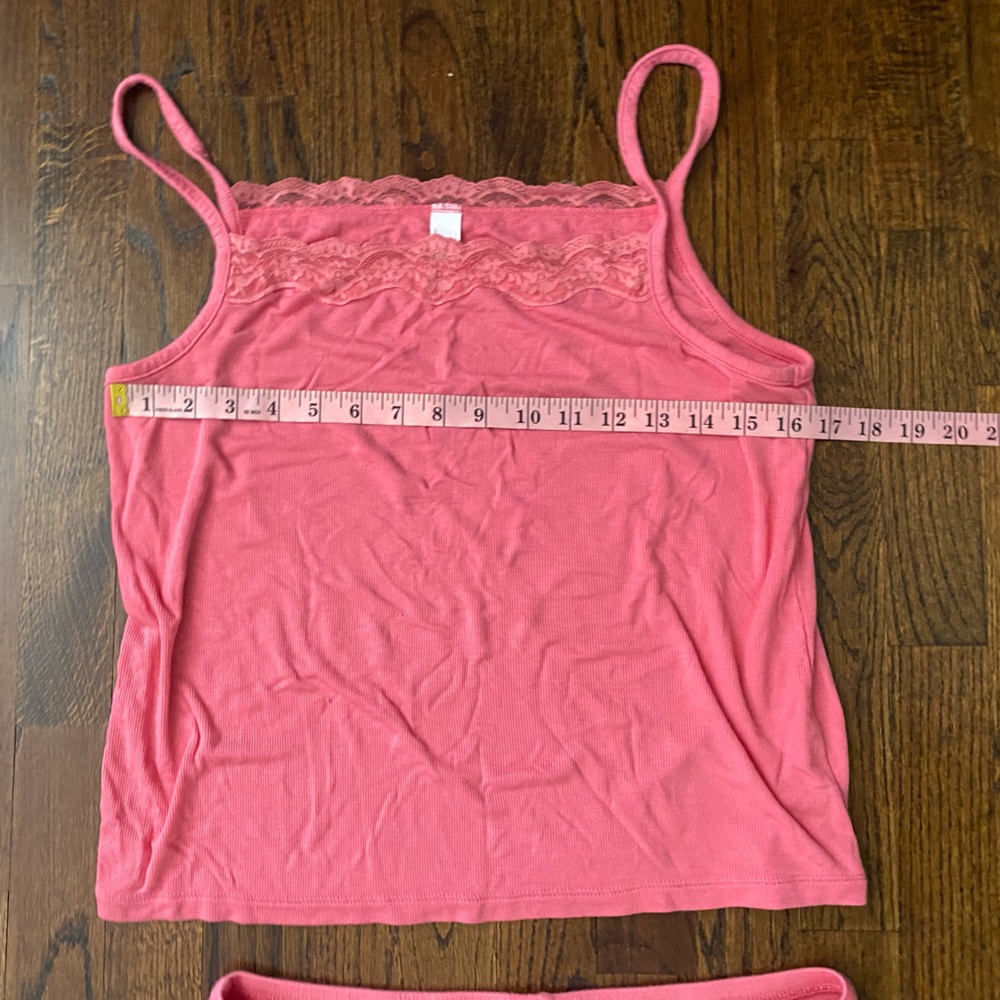 Set of 2 Women's Lace-Trim Cami & Short Sleep Set (M)- Navy &Coral (4pcs total) - Picture 9 of 15